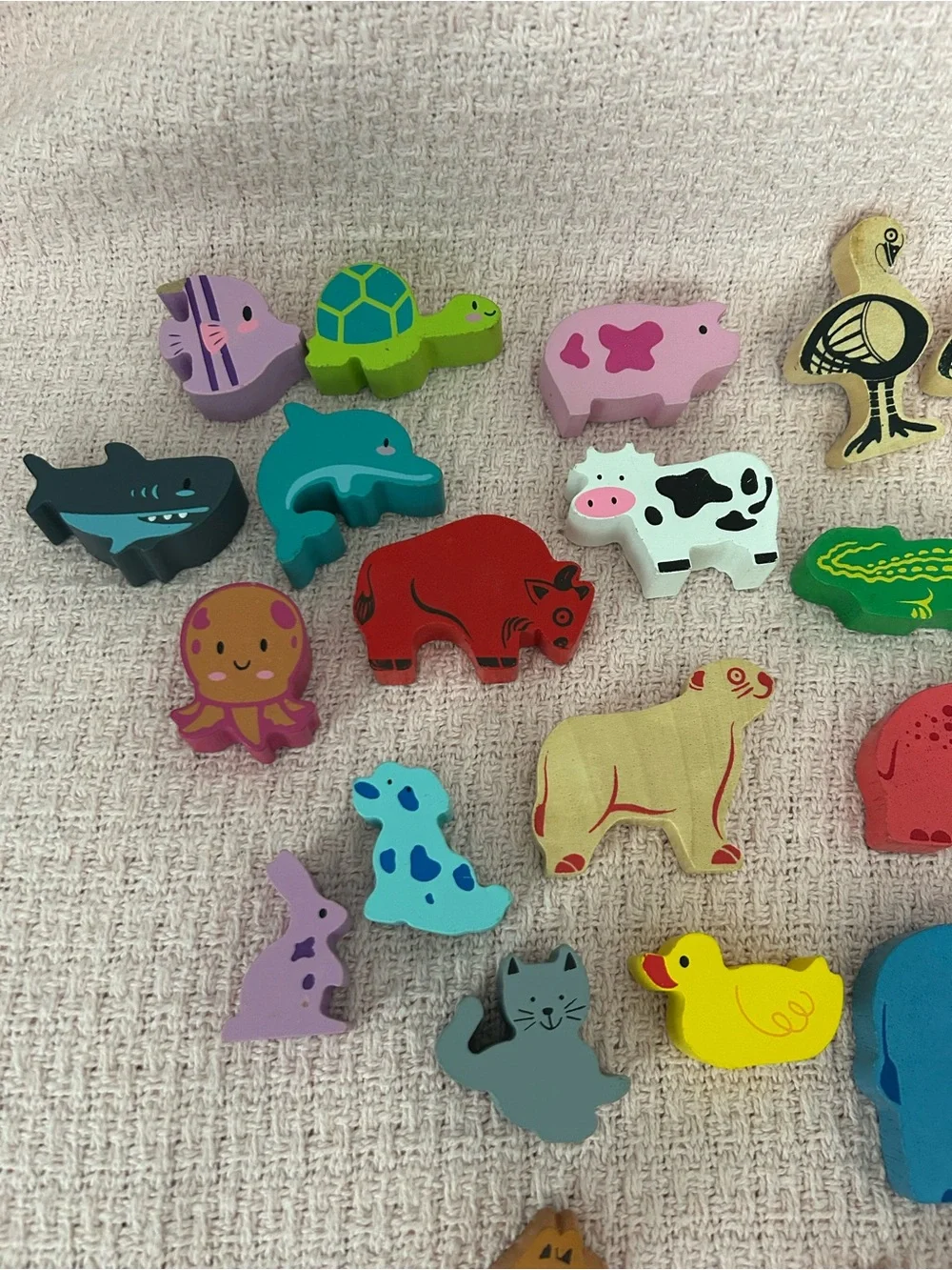 Colorful Wooden Animal and Tree Toy Set